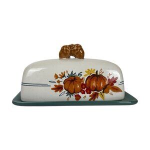 Butter Dish 7" fall pumpkin acorn ceramic Celebrate Together holiday farmhouse